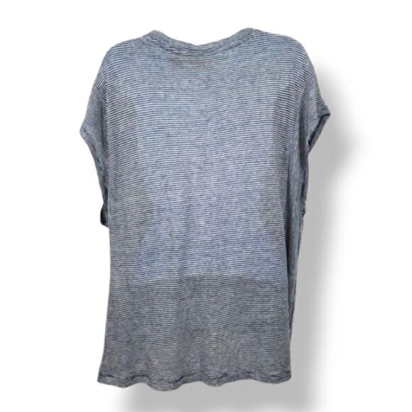 Christian Siriano 100% Linen Striped Oversized Top in Navy Blue Size XL - Picture 5 of 12